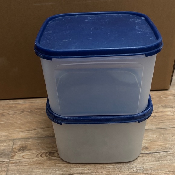 Tupperware Modular Mate Blue Lid and Clear Storage Containers 11cups • Set of 2 - Picture 1 of 7